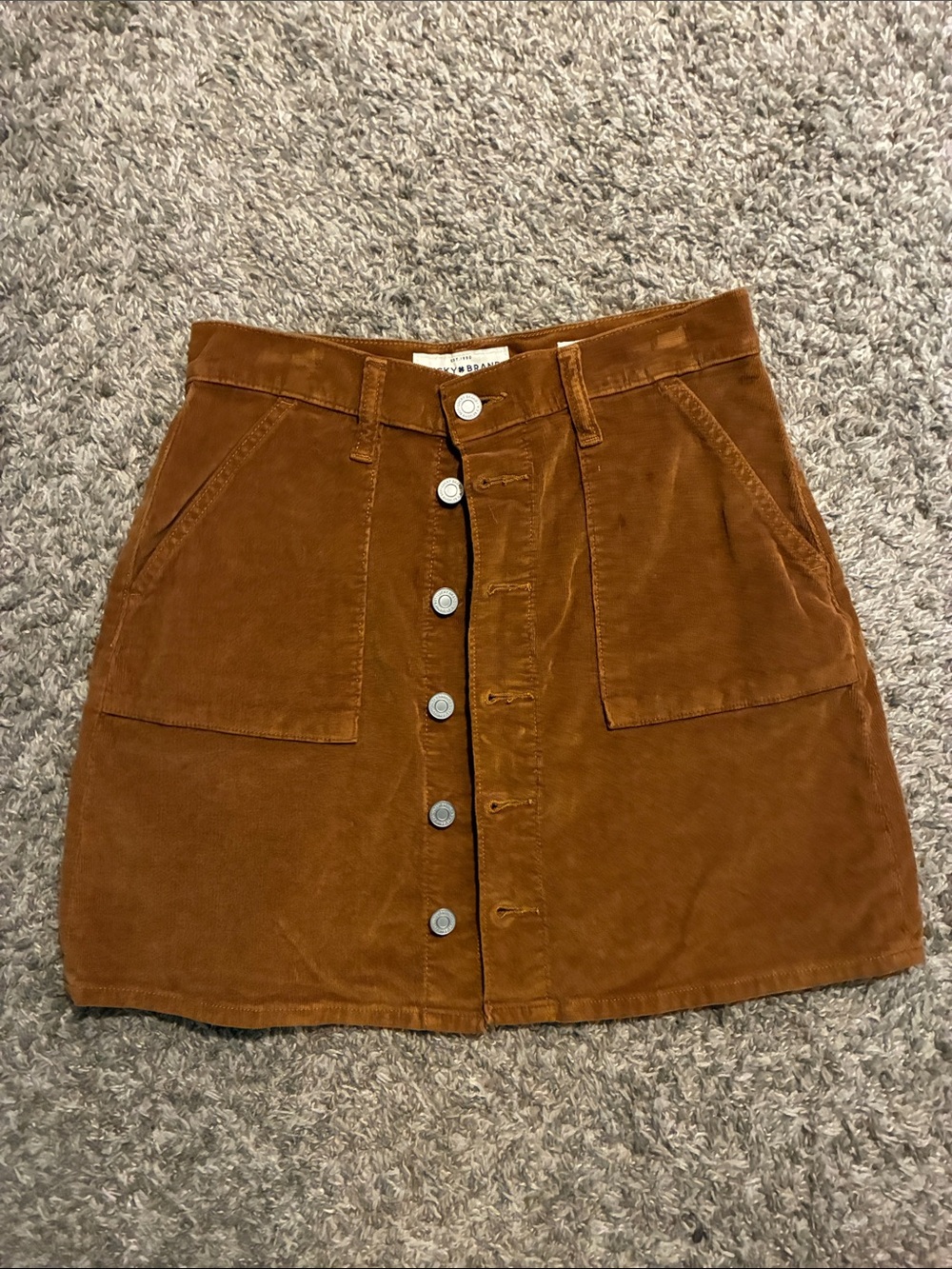 Lucky Brand Women’s Corduroy Button-Front Mini Skirt in Rust
